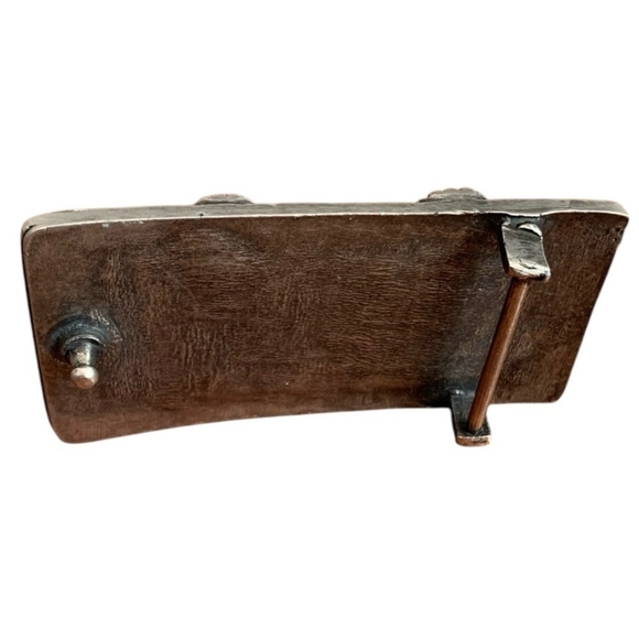 Rare BELT BUCKLE BALIZZA Signature Crystal Embossed Floral Ornate Brass Buckle - Picture 5 of 5